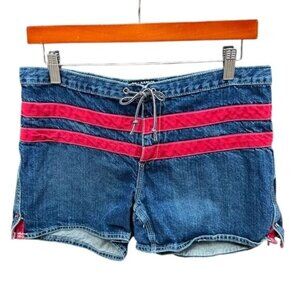 Polo Jeans Co Ralph Lauren Womens Denim Shorts Size 8 Blue With Red Stripes